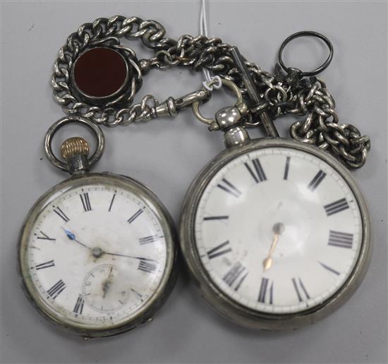 Two pocket watches and an albert.